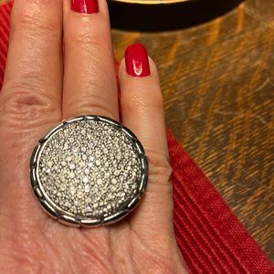 John Hardy White Sapphire Lavafire Kali Large Round Ring - Size 7